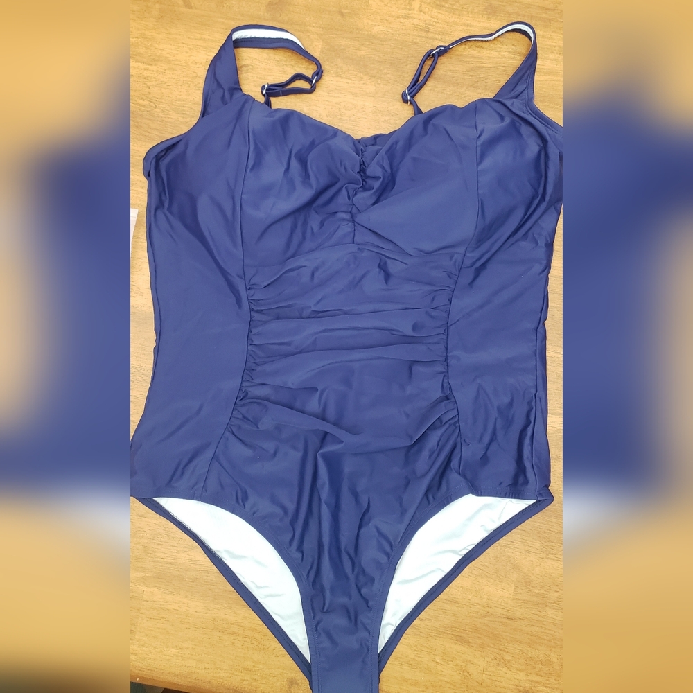 NWT Navy Blue One-Piece Swimsuit 3X Cupshe,Tropical,Vacation,Cruise, Pool, Beach